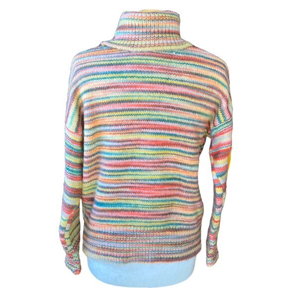 Love Token Holly Space Dye Turtleneck Sweater Sz S Multicolor Coastal Winter - Picture 8 of 13